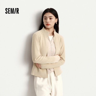 Áo khoác nữ Semir lông cừu chống tĩnh điện, thiết kế cổ Raglan, mới 2025