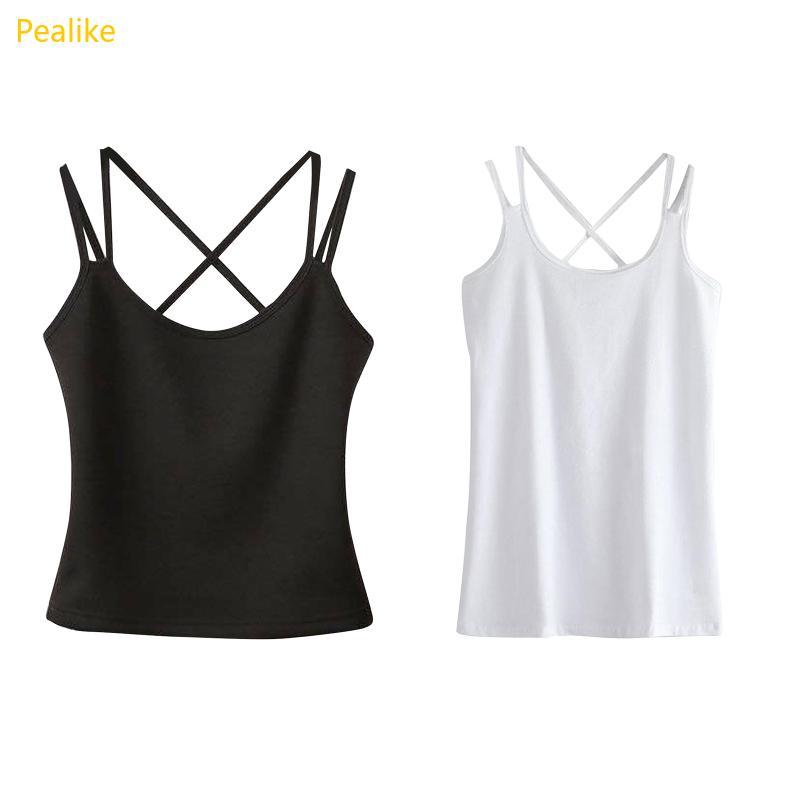 Women's Solid Crop Tops Summer All-matching Camisole for Tank  with Double