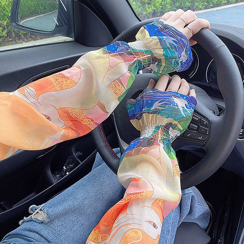 Cxfbeautyhao Brand Sun-Proof Breathable Sun Protection Oversleeve Women's Chiffon Loose Summer Drivi