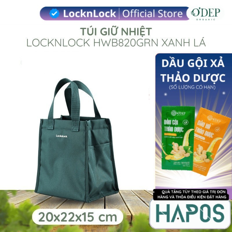 Túi đựng bộ hộp cơm LocknLock Daily Cooler Bag, Hàng Chính Hãng, Màu xanh lá HWB820 HWB820GRN - HAPO