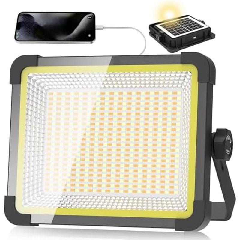 Đèn làm việc có thể sạc lại năng lượng mặt trời 400W 32000MAh, Đèn lũ di động 400 LED 32000LM có chứ