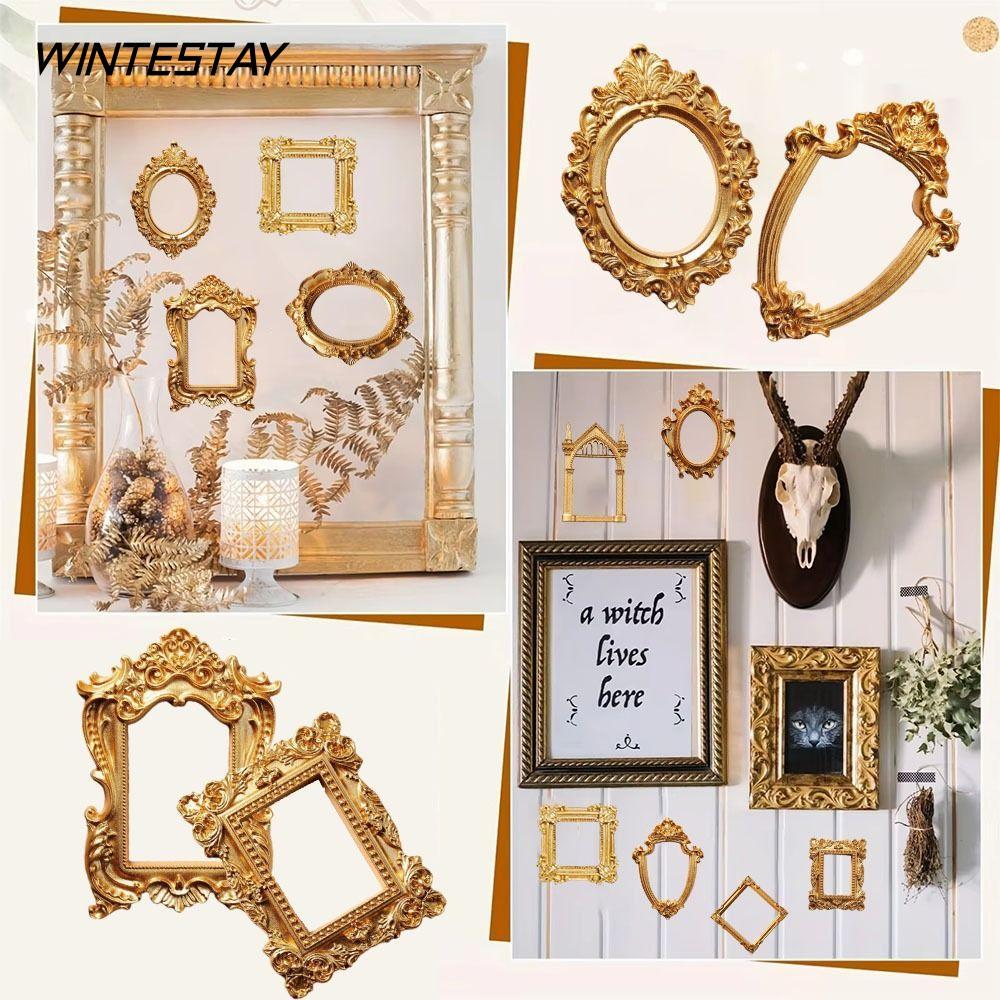 WINTESTAY DIY Shadow Box Frame, DIY Mini Photo Frames, Creative Gold Wedding Photo Display Frame Quà