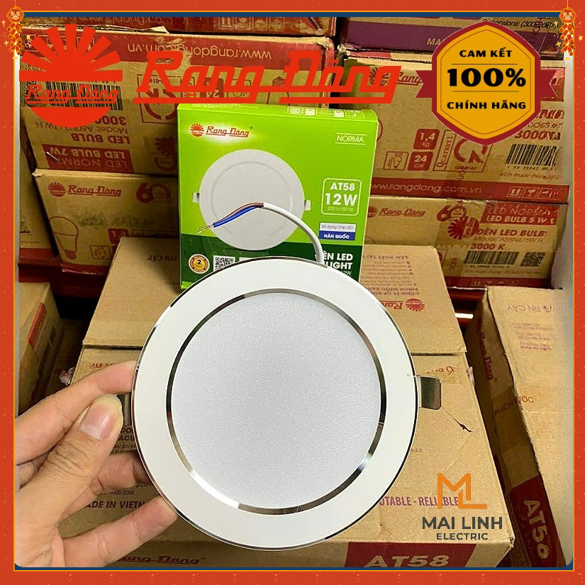 {Rạng Đông} Đèn Led âm trần (Viền Bạc) - Driver Tích Hợp Trong Thân Đèn -8W - 10W - 12W - Ánh Sáng T