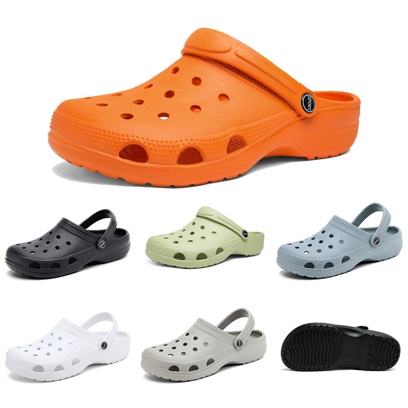 Lỗ Giày Sandal Nam Giày Sân Vườn Nữ Màu Trơn Dép Cặp Đôi Baotou Giày Đi Biển Nam 7.6 HC T02N