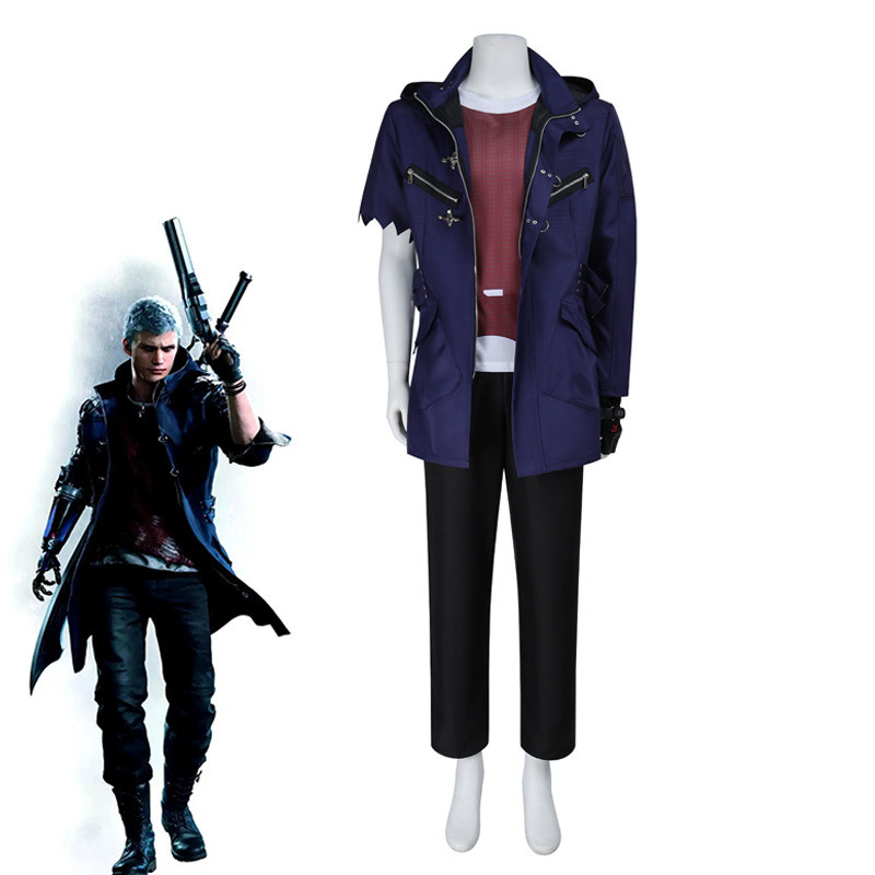 Devil May Cry 5 Nero cosplay áo khoác, quần áo Nero áo khoác rãnh, trang phục trò chơi cosplay Hallo