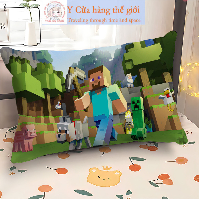 Game Minecraft Gối 40 * 60cm Đệm Ô Tô Họa Tiết Hai Mặt