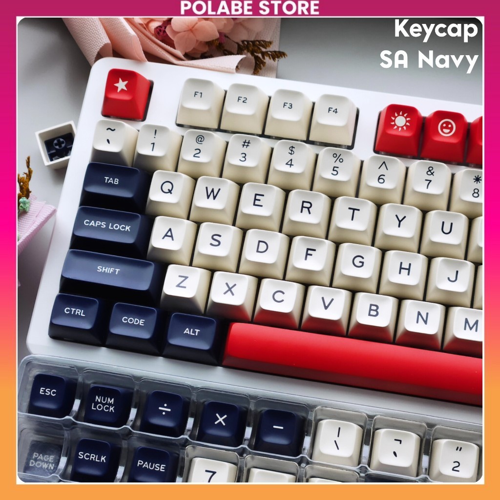 Keycap Navy SA Profile PBT Dyesub Keycap Bàn Phím Cơ 60 65 75 TKL - Polabe Store