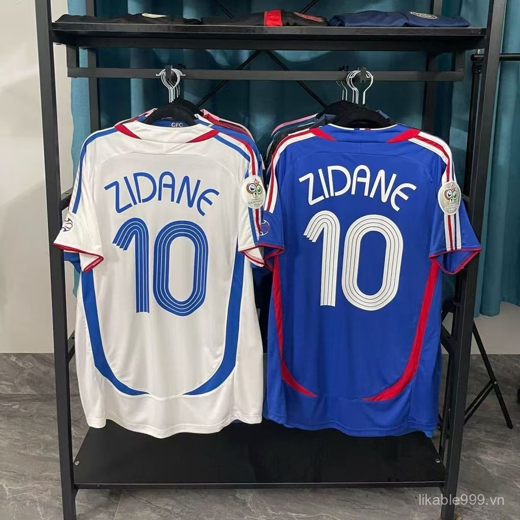 Áo bóng đá quốc gia Pháp 2006 Áo sơ mi trắng cổ điển Zidane