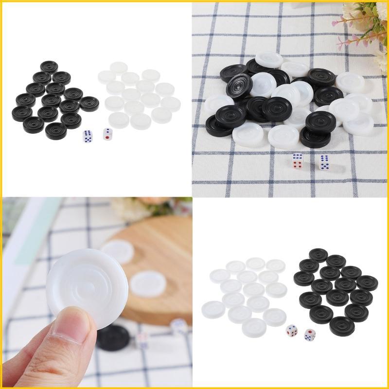 TỐT HƠN 32 Cái Bộ 33mm Nhựa Đen Trắng Backgammon Checkers Chips Xếp Chồng Checkers