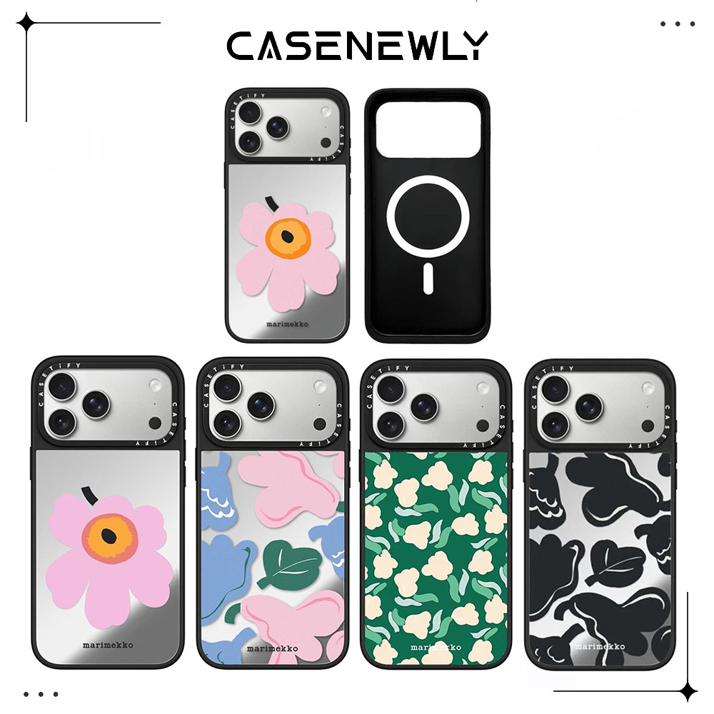 CASENEWLY Marimekko Silver Mirror Series 3 Chống sốc cường độ cao có vỏ điện thoại từ tính cho IPhon