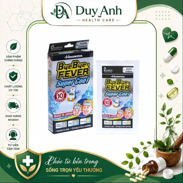 [COMBO 5 HỘP] HỘP 6 MIẾNG - Miếng Dán Hạ Sốt BYE BYE - FEVER Super Cool – Làm Mát Lạnh Nhanh Đến 10 