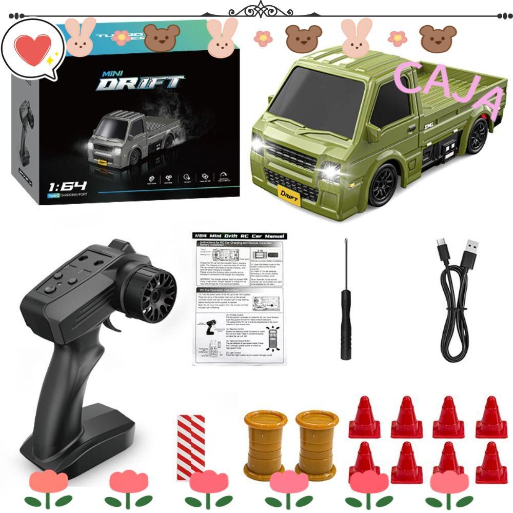 CAJA1 RC Drift Car, Xe tải RC 4WD 1: 64 tốc độ cao, Đèn LED 2.4G có thể sạc lại chất lượng cao Mini 