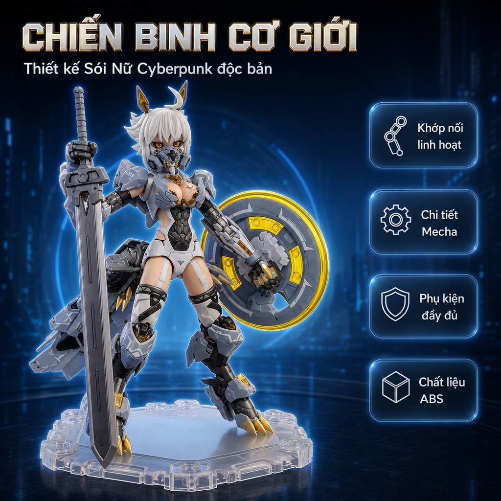 Mô hình lắp ráp cơ giới nữ sói điên Cyber Forest Matrix Năng lượng hạt nhân mô hình thủ công 2 thân 