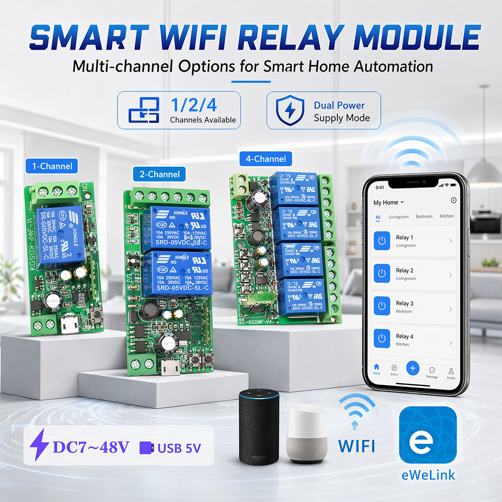 Công tắc thông minh EWeLink WiFi Công tắc Bluetooth không dây DC 12V 24V 48V Tương thích với Alexa G