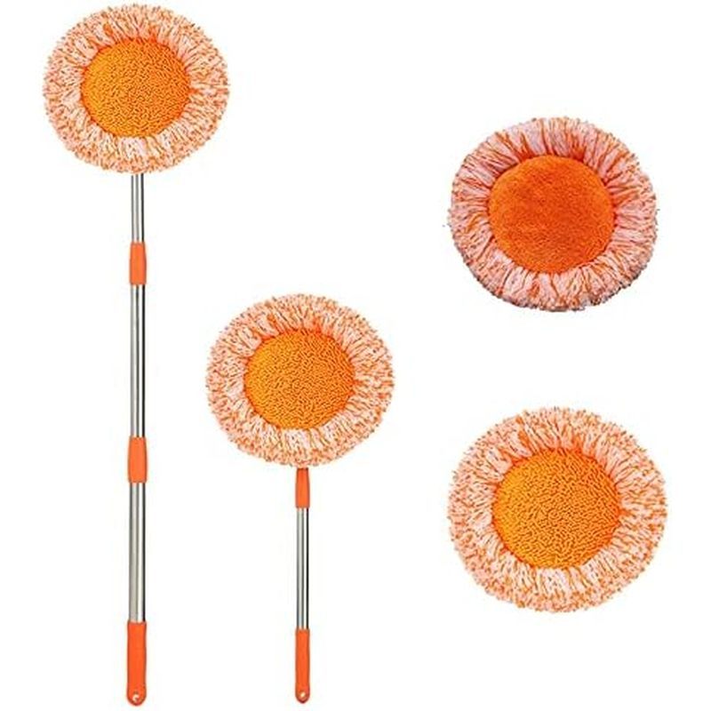 360° Rotatable Adjustable Cleaning Mop,Extendable Mops for Floor Cleaning,Orange Wall Cleaning Mop w