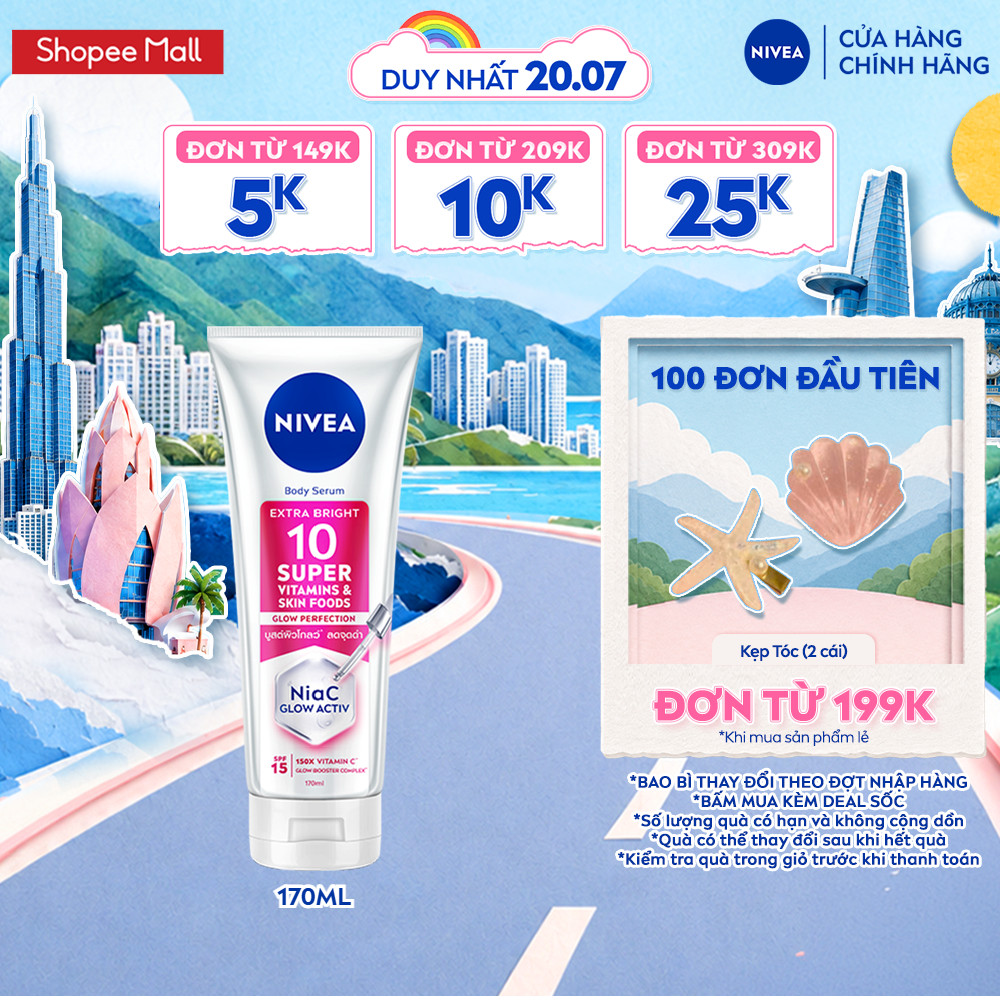 Serum Dưỡng Thể NIVEA 10 Super Vitamins & Skin Foods Sáng Da Mờ Thâm Sau 5 Ngày (170 ml) - 93830