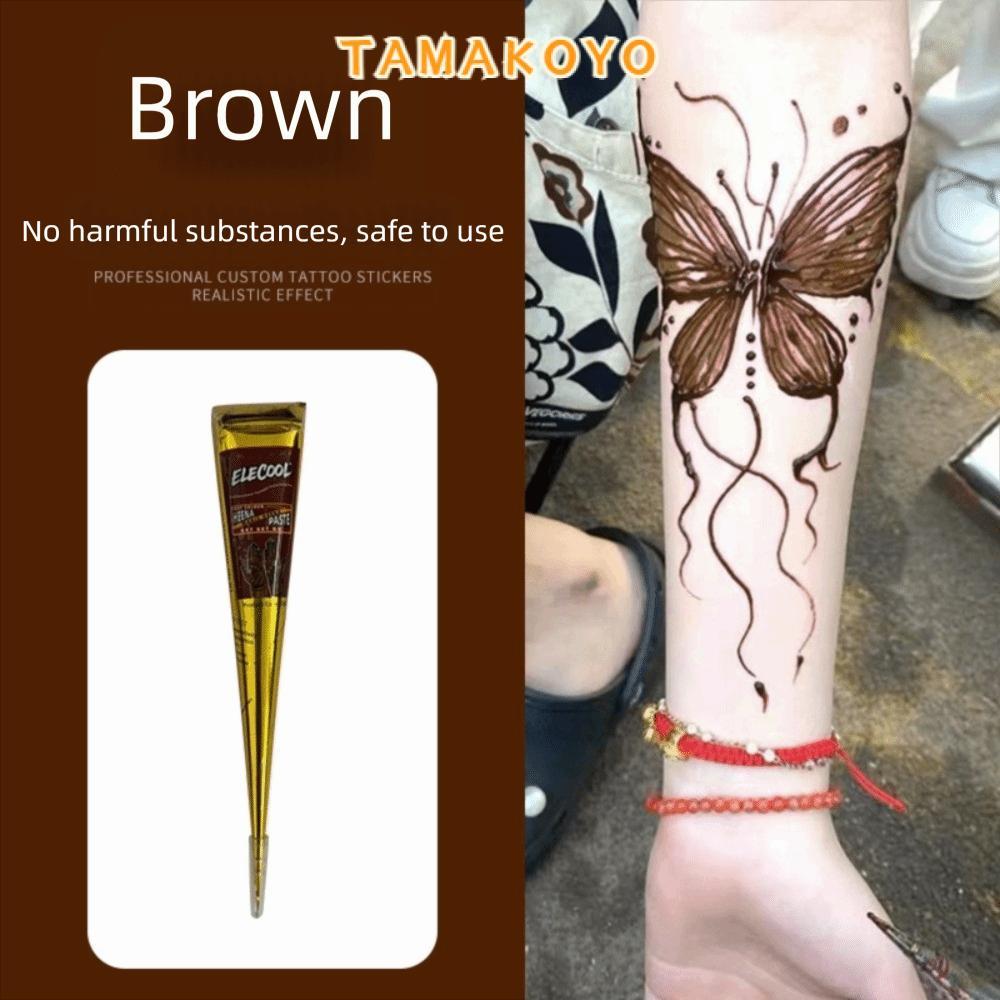 TAMAYO Henna Paste Cone, Kem xăm Henna màu nâu đen dễ sử dụng, Kem henna màu nâu tạm thời bán vĩnh v