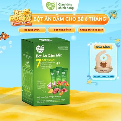 Bột ăn dặm cho bé Mămmy bổ sung DHA, canxi, sắt giúp bé phát triển khỏe mạnh, thông minh, hộp 7 gói