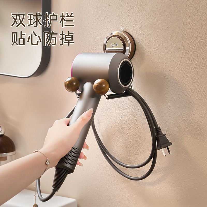 Hair dryer rack with holes, bathroom hair dryer holder, hair dryer hanger, suction cup storage rack 