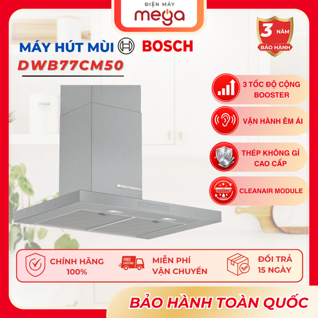 Máy Hút Mùi Bosch DWB77CM50 70Cm Chữ T Thép Không Gỉ Công Suất Hút Mạnh Độ Ồn Thấp Nhập Khẩu Đức