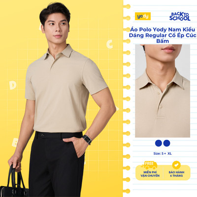 Áo Polo Yody Nam Kiểu Dáng Regular Cổ Ép Cúc Bấm MCPO26A043