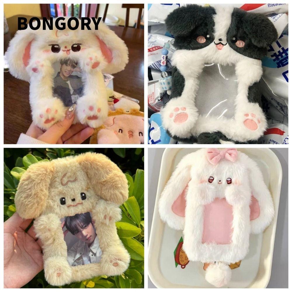 BONGORY Photocard, Đa Năng Tai Lớn Thỏ / Border Collie Photo Card Holder, Hoạt Hình Sang Trọng Thẻ H