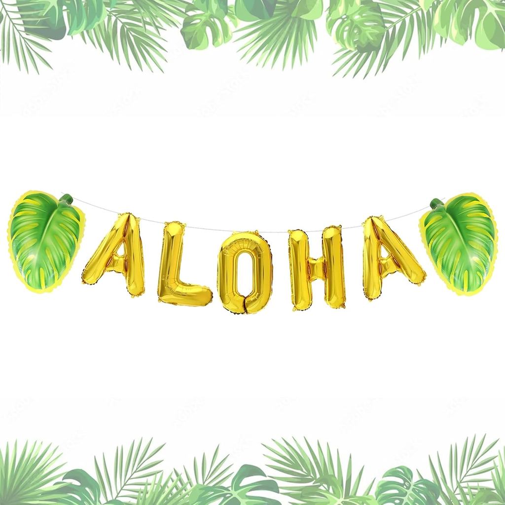 Bóng bay Aloha vàng - Bóng bay nhiệt đới 16 inch để trang trí tiệc Aloha 7 chiếc
