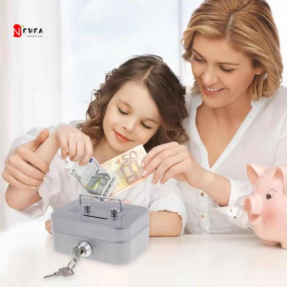 NEWEARTH LIMIT Money Safe Case, với Key Metal Lockable Cash Box, Coin Box Xây dựng chắc chắn Mini Po