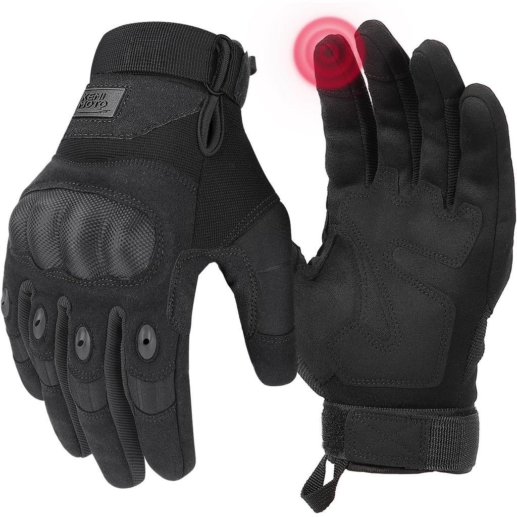 KEMIMOTO Tactical Gloves for Men, Touchscreen Motorcycle Gloves with Hard Shell & Palm Padding for S