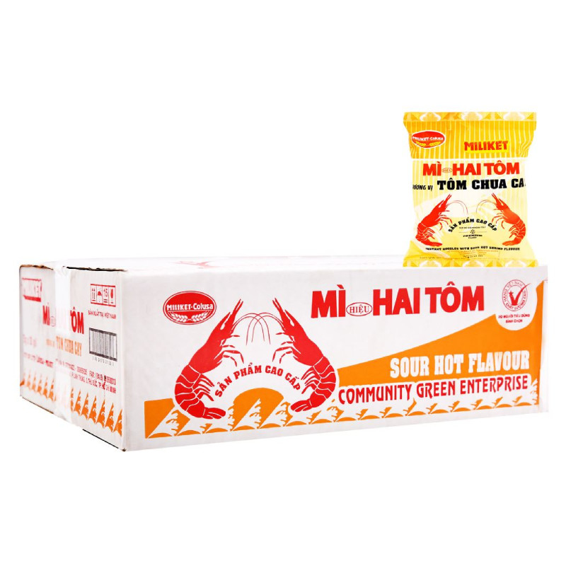Thùng 30 mì Hai Tôm Miliket tôm chua cay gói 75g - 11330