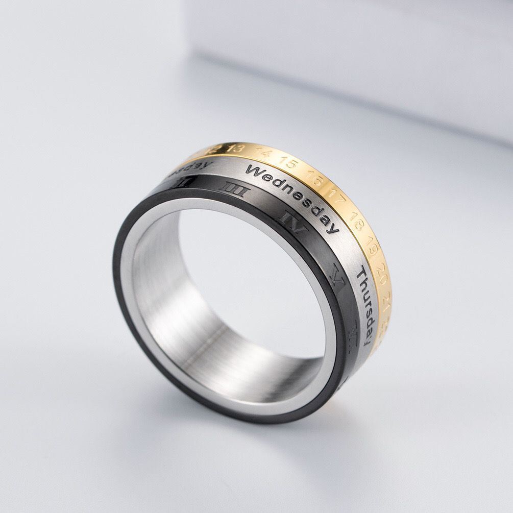 Thời Gian Xoay Nam La Mã Số Nhẫn Nam Nữ Lịch Độc Đoán Nhẫn Đơn Chỉ Số Ngón Tay Trang Sức Xoay 8.27