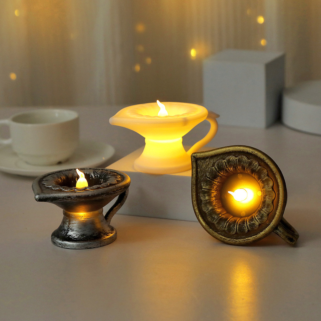 Đèn Led Điện Tử Đèn Nến Ấn Độ Nhỏ Dầu Ánh Sáng Diwali diya Đèn Hàng Lễ Hội Nhà Hàng Không Khí Đèn Tr