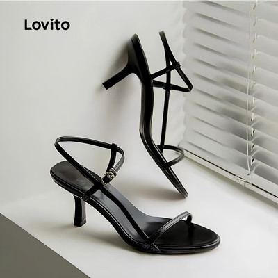 Lovito Giày Cao Gót Thanh Lịch Công Sở Kiểu Hàn Quốc Quai Đơn Gót Nhọn Tối Giản Màu Đen Dành Cho Nữ LFA112041