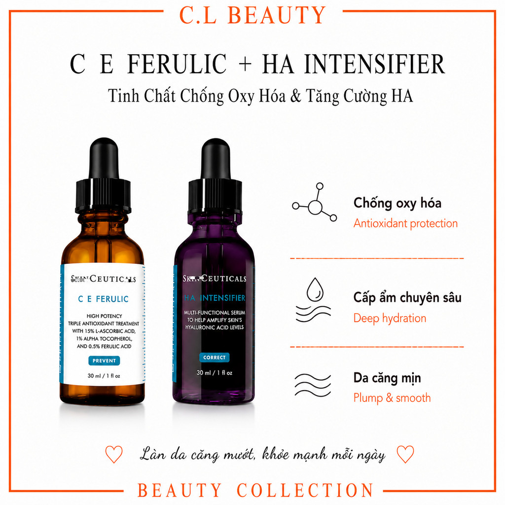 𝕊𝕜𝕚𝕟ℂ𝕖𝕦𝕥𝕚𝕔𝕒𝕝𝕤 HA Multi-Glycan / C E Ferulic 30ml | Serum HA Vitamin C Cấp Ẩm Làm Sáng