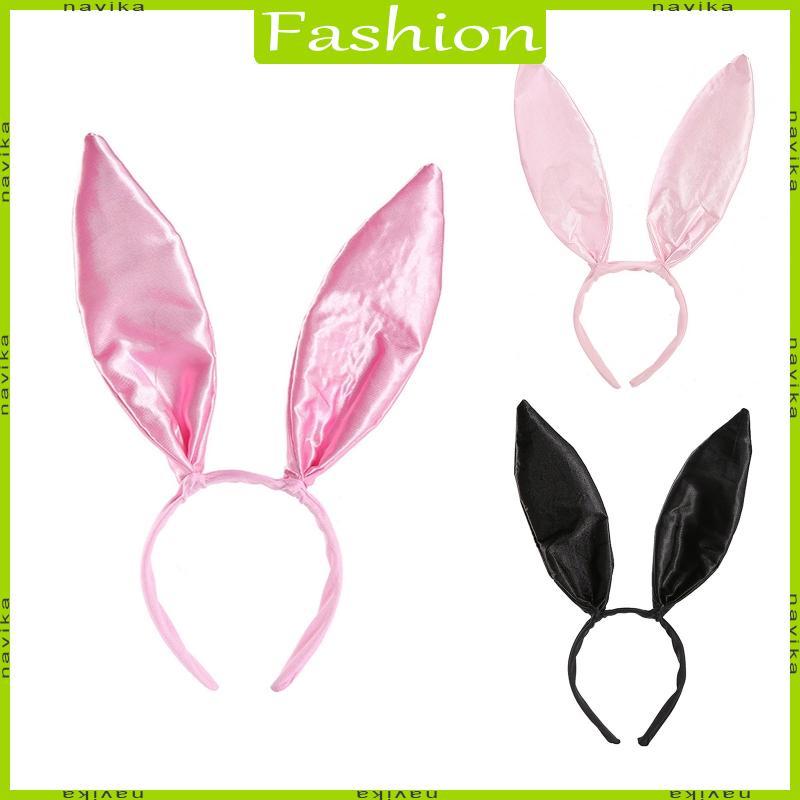 NA Easter Bunny Ear Headband Bunny Cosplay Satin Hair Hoop Băng đô hóa trang