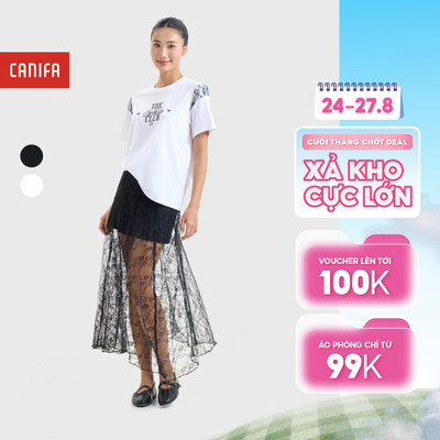 Chân váy ren nữ dáng dài chất liệu vải dệt hoa mềm mại, mỏng nhẹ phong cách trẻ trung nữ tính CANIFA 6KS26C001