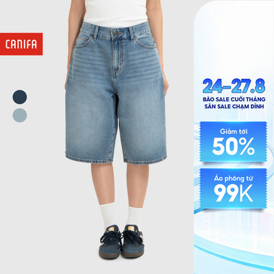 Quần soóc jeans unisex người lớn CANIFA cotton dáng bermuda 5BS26S001