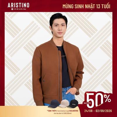 Áo Khoác hai Lớp cổ bomber Nam Aristino Regular Đan Lát độc quyền vải twill với hiệu ứng peach cào lông nhẹ AJK012BS0