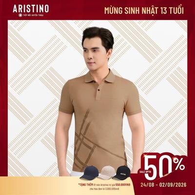 Polo Nam Tay Ngắn ARISTINO Mercerized Slim Fit thiết kế họa tiết đan lát độc quyền APS069AS2