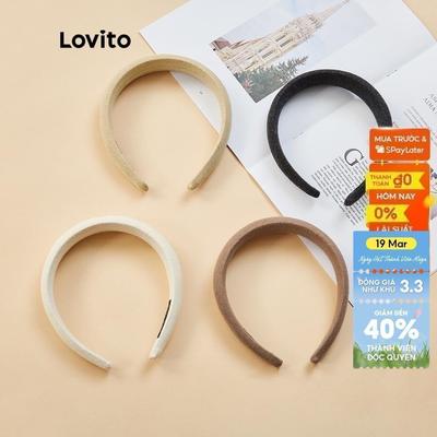 Băng đô Lovito bản rộng thoải mái màu trơn phong cách thường ngày L17M374 (Màu Kaki/Nâu nhạt/Trắng ngà/Đen)