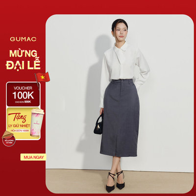 Chân Váy Midi Nữ GUMAC Dáng Suông Lưng Rời Xẻ Trước Có Túi Sườn Tôn Dáng Hiện Đại Thanh Lịch Dễ Phối LVG07072