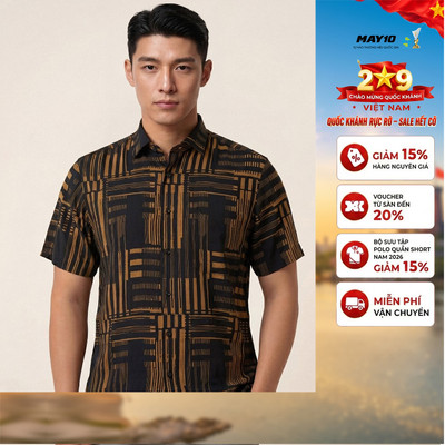 Sơ mi lanh cộc tay May 10 form RegularFit mã 010126105LANH 2