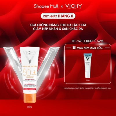 Kem chống nắng bảo vệ, giảm lão hóa Vichy Capital Soleil 3in1 Anti-Aging SPF50 50ml
