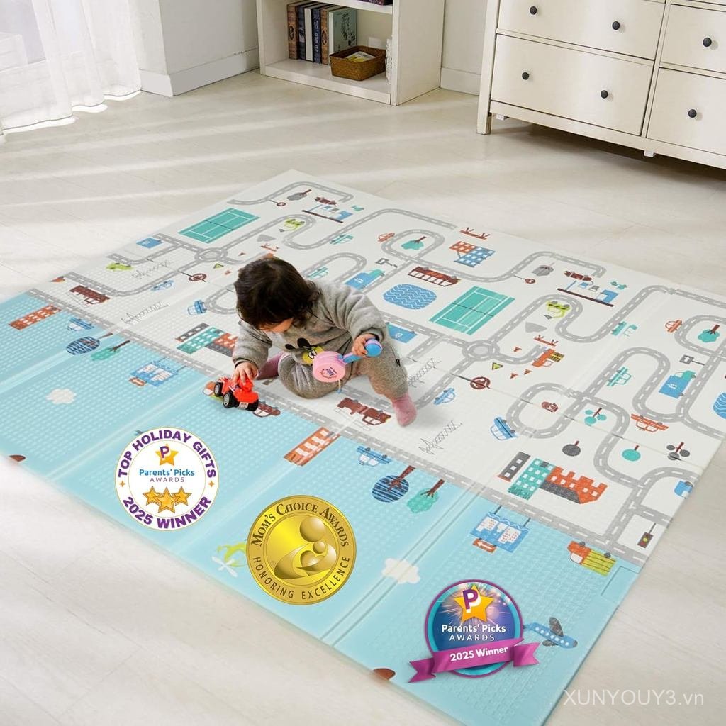 Bammax Extra Large 78" x 70" x 0.4" XPE Foam Baby Play Mat with Travel Bag | Anti-Slip, Waterproof, 