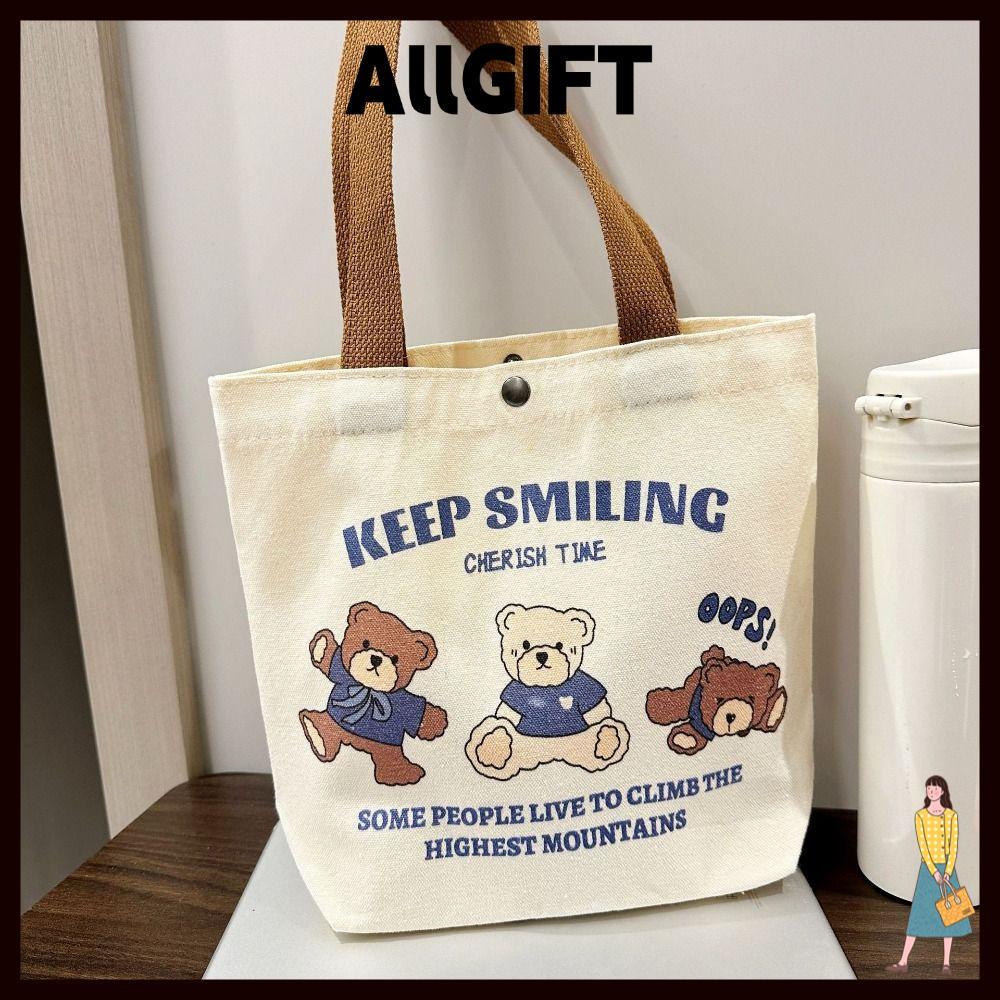 AllGIFT ALLGIFT Túi xách gấu hoạt hình, Túi lưu trữ hoạt hình Gấu nhảy múa Túi vải nhỏ, Túi đựng thức ăn Tote dễ thương Túi xách Mini Túi vải dễ thương