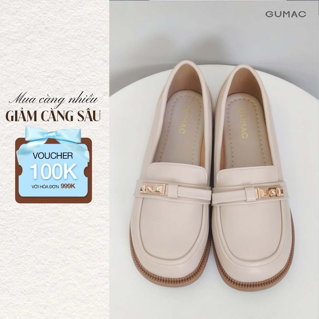 Giày Búp Bê GUMAC Phối Phụ Kiện Cơ Bản Êm Chân GF12006