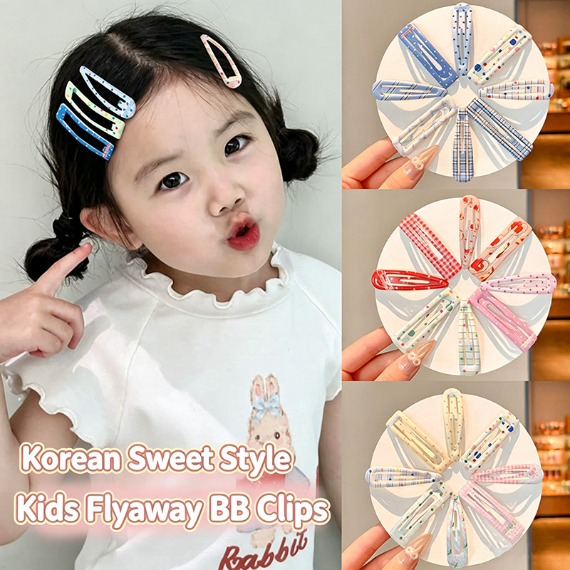 4 Cái / bộ Kẹp Tóc Kid BB Phong Cách Ngọt Ngào, Kẹp In Chấm Hoa Kẻ Sọc Dễ Thương Cho Bé Gái, Chân Cố Định Tóc, Phụ Kiện Tóc Mềm Mại An Toàn Cho Trẻ Em, Kẹp Tóc Bên Trang Trí