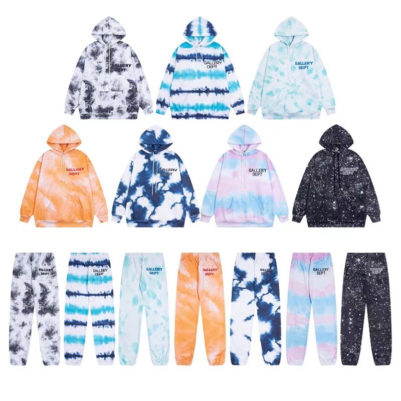 ZMFV GALLERY DEPT FOG High Street Tie-Dye Nam Nữ Có Mũ Trùm Đầu Áo Rời Cặp Đôi Phù Hợp Với