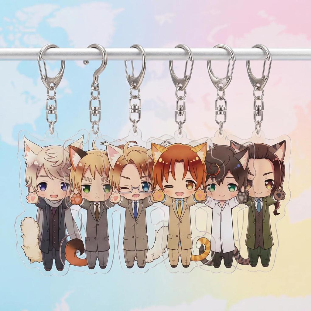 Axis Powers Hetalia Chibi  Acrylic Keychain Anime Pendant Car Key Chain Otaku