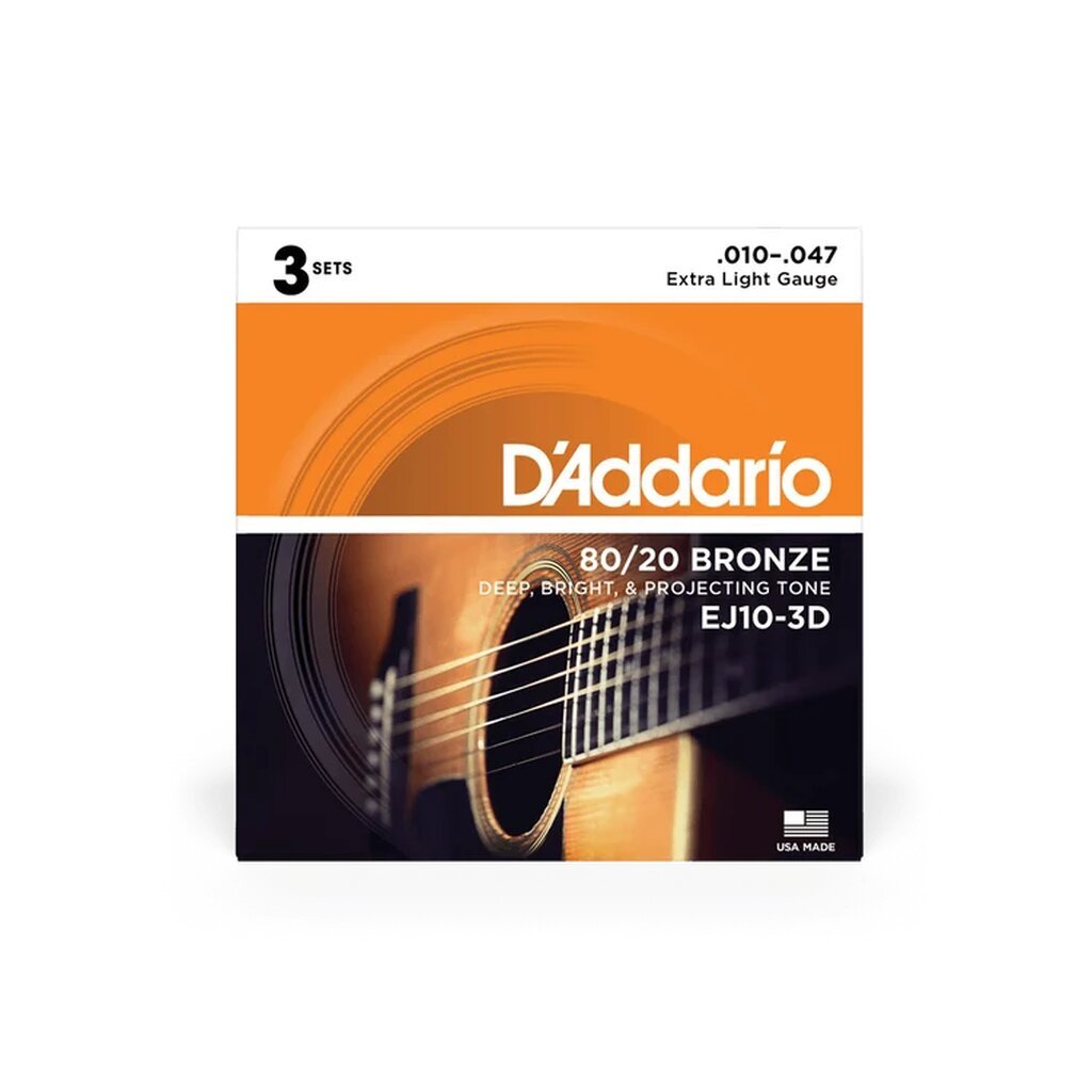 Dây đàn Guitar Acoustic D 'addario EJ10 EJ11 80 / 20 Số đồng 10 Hoặc 12 Phủ .010-.047 .012-.053 EJ10